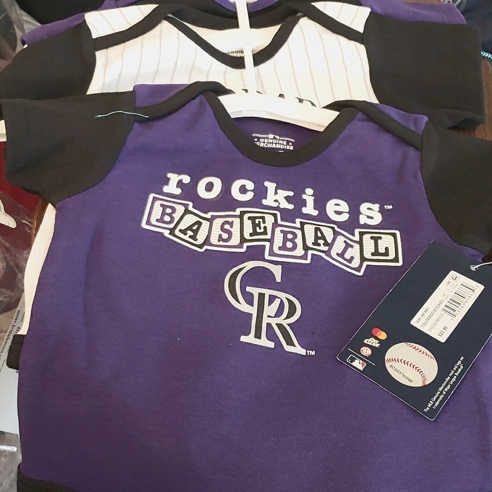 Colorado Rockies 3 Piece Onesie Set Size 12M
